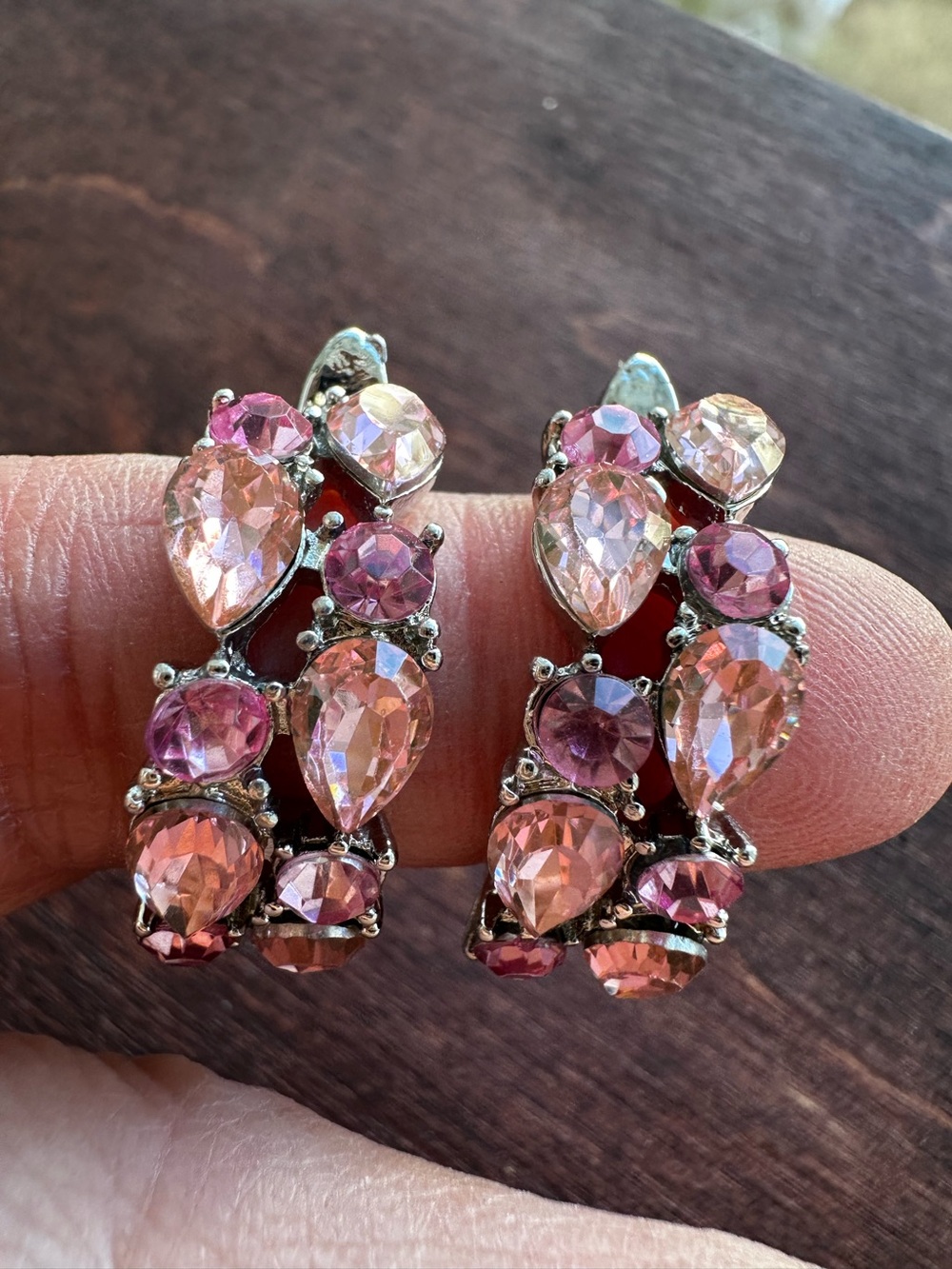 NWOT Pink Crystal Hoop Earrings – 925 sterling silver